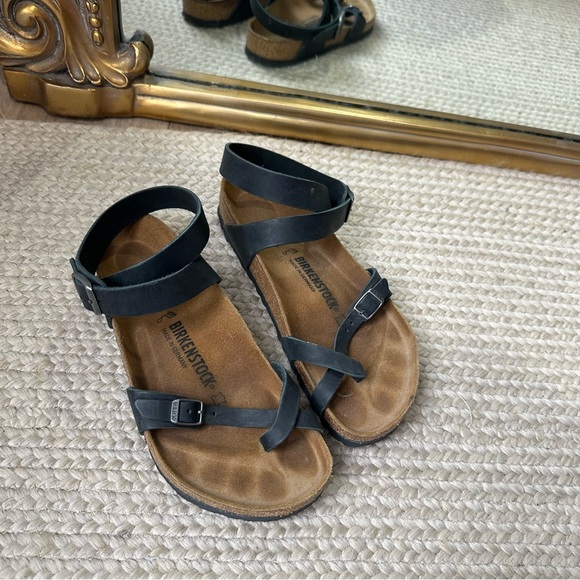 Birkenstock Yara Leather Ankle Strap Sandals Black - Picture 5 of 10